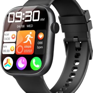 Smart Watch for Women Men, Fitness and Sleep Trackers with 1.83" HD Touchscreen, Bluetooth Calling Smartwatch for Android/iOS, IP67 Waterproof Multi-Sport Modes Pedometer, Jet Black